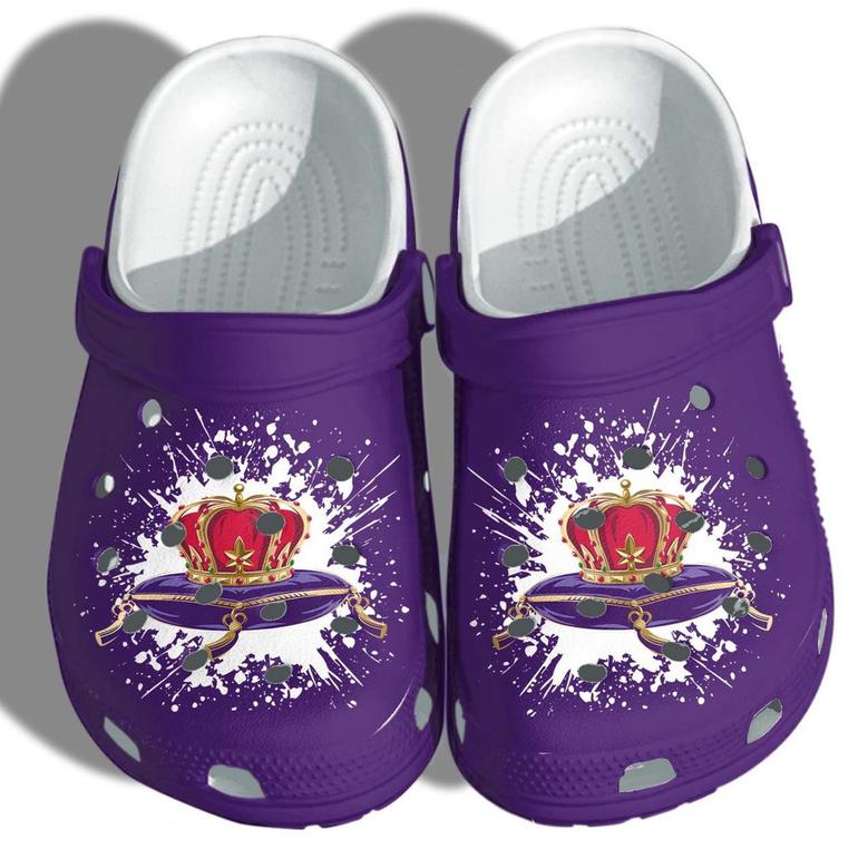 Crown Funny Shoes For Men Women - Royal Drinkin Croc Gifts For Son Husband Fathers Day 2021