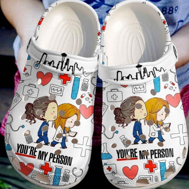 Cute Nurse Cartoon Shoes - You Are My Person Shoes Crocbland Clog Birthday Gifts For Friends