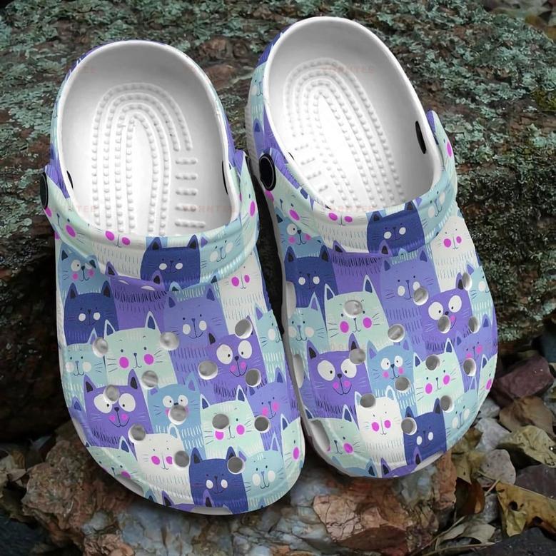 Cute Team Cat Pattern Gift For Lover Rubber Clog Shoes Comfy Footwear