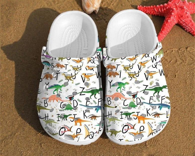 Dinosaur Alphabet Pattern Rubber Clog Shoes Comfy Footwear