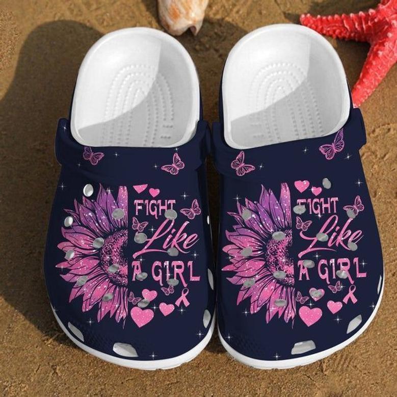 Fight Like A Girl Sunflower Cancer Rubber Clog Shoes Comfy Footwear