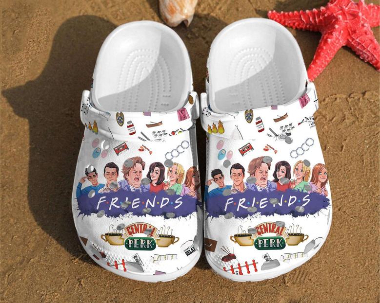 Friends Stickers Pattern Rubber Clog Shoes Comfy Footwear