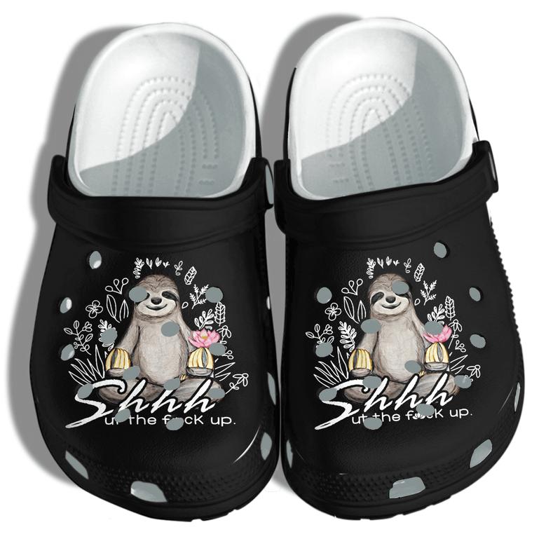 Funny Sloth Shut Up Custom Shoes Funny - Hippie Sloth Be Kind Outdoor Shoes Gifts Men Women