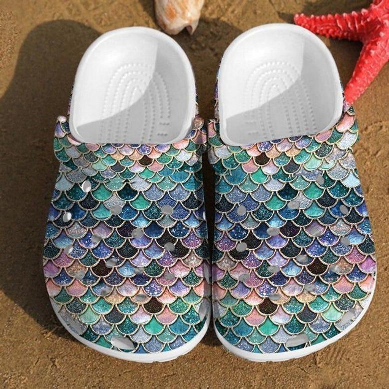 Glitter Fish Scales Mermaid Rubber Clog Shoes Comfy Footwear