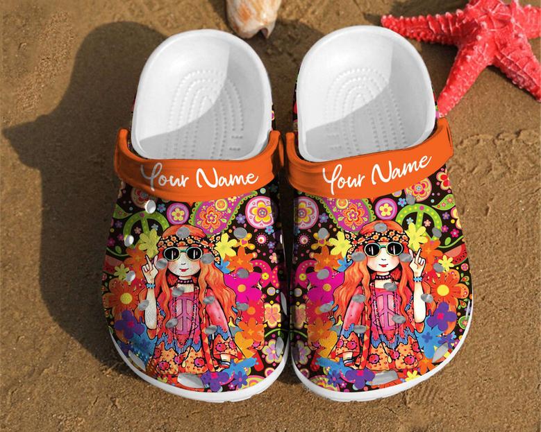 Hippie Girl Comfortable Women Classic Style Birthday Custom Clog Shoes Comfy Footwear