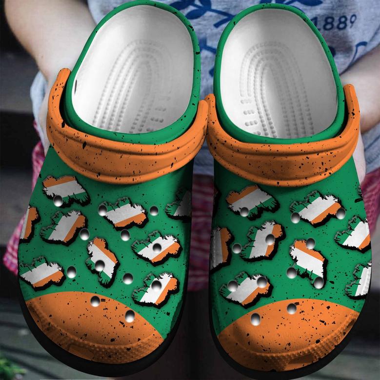 Ireland Flag In Map For Men And Women Gift For Fan Classic Water Rubber Clog Shoes Comfy Footwear