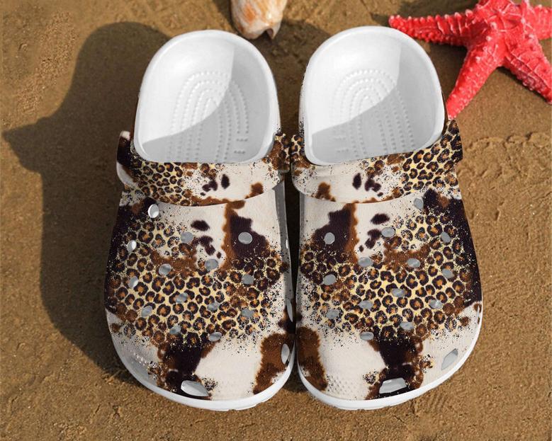 Leopard Glitter Fur Cheetah Rubber Clog Shoes Comfy Footwear