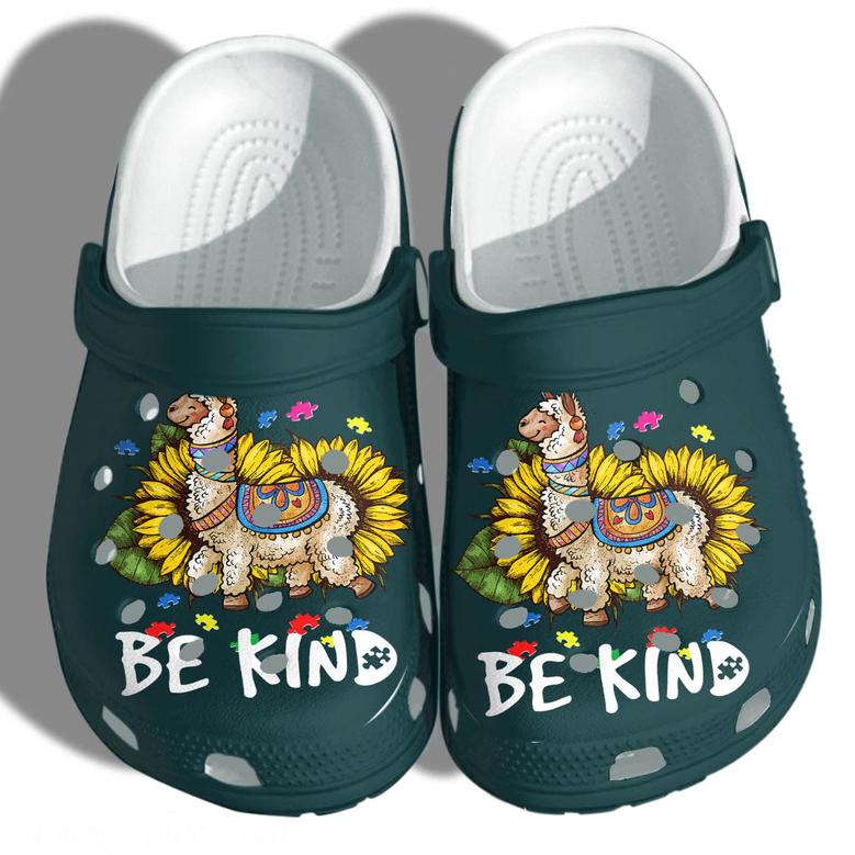 Llama Sunflower Merch Shoes - Llama Sunflower Be Kind Custom Shoes Gifts Autism Awareness 2022