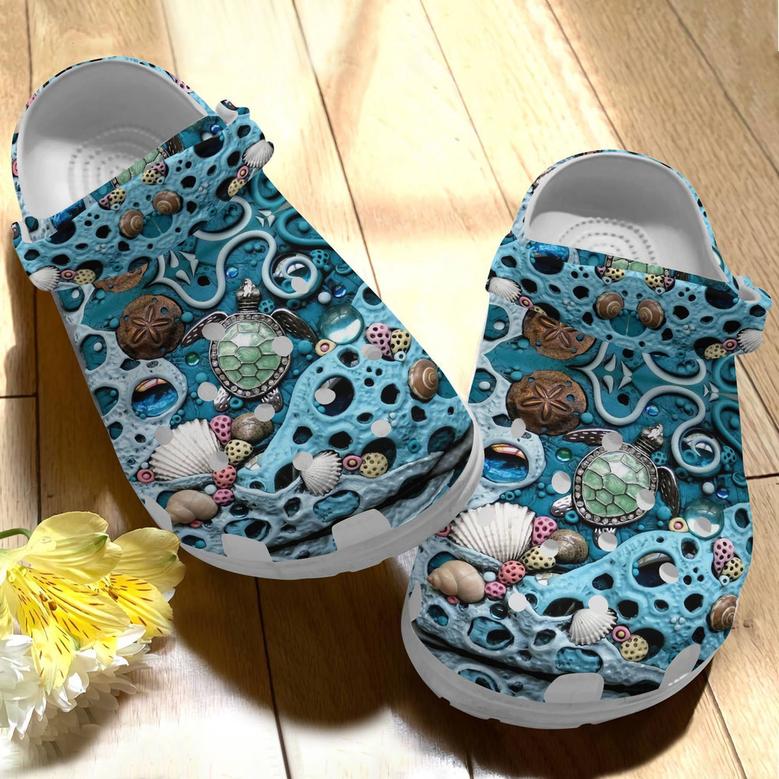 Ocean Mosaics Turtle Sea Gift For Lover Rubber Clog Shoes Comfy Footwear