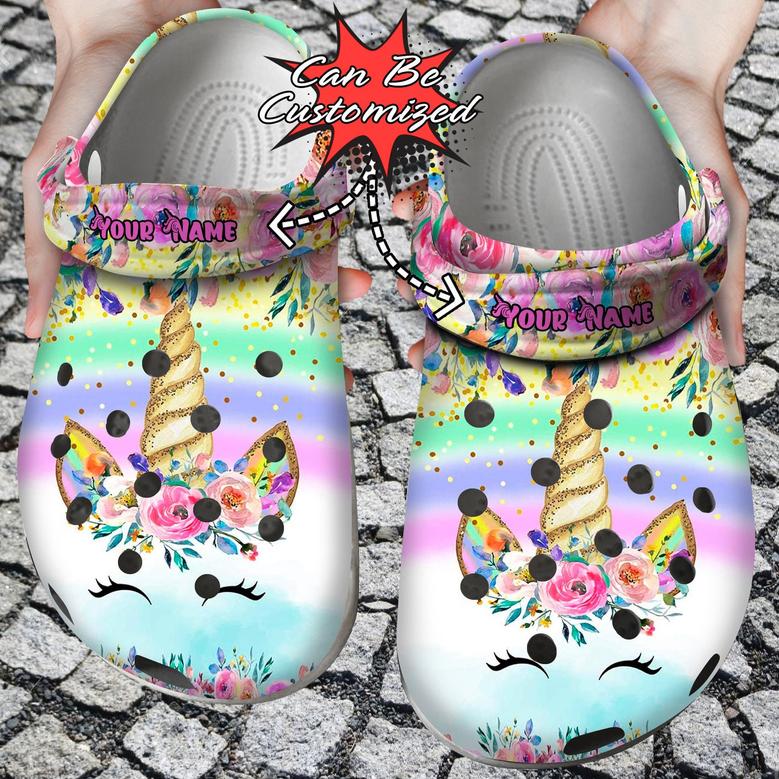 Personalized Colorful Glitter Unicorn Clog Shoes Custom