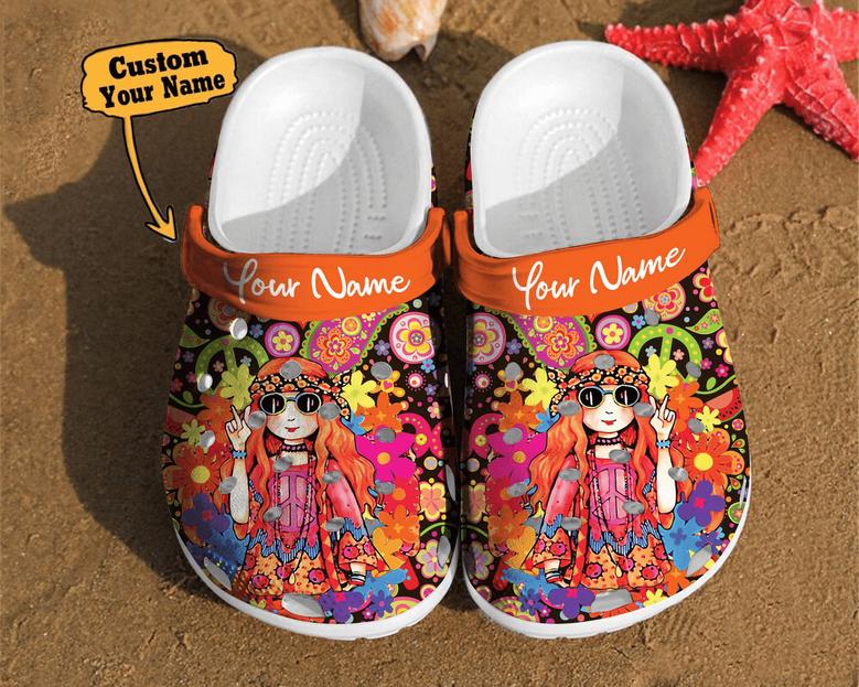 Personalized Hippie Girl Comfortable Women Classic Style Birthday Clog Shoes Hippie