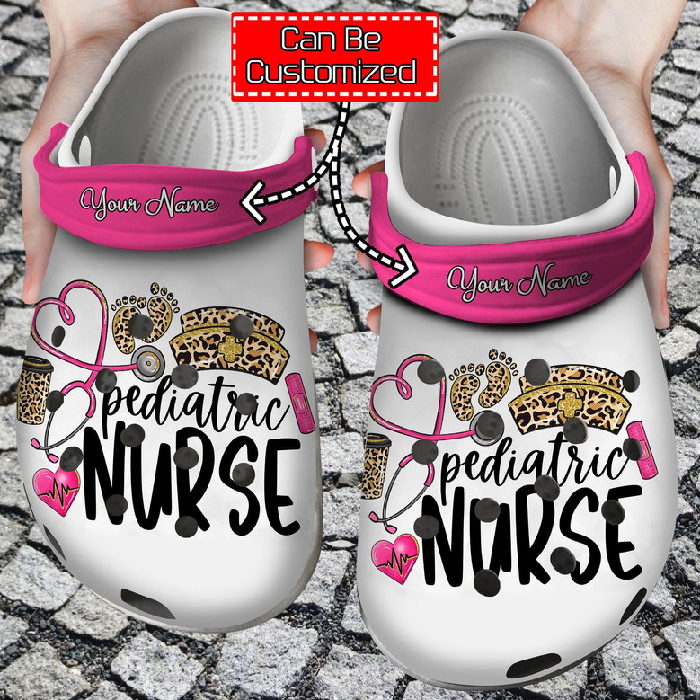 Personalized Pediatric Nurse Leopard Clog Shoes Nurse Monsterry