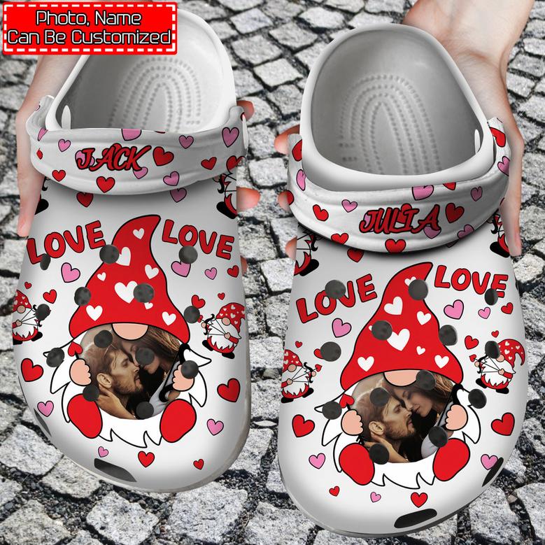 Personalized Valentine Love Gnomes Clog Shoes For Men And Women