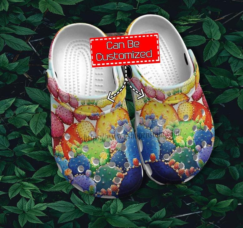 Rainbow Cactus Garden Boho Vintage Shoes Gift Women- Cactus Garden Lover Shoes Croc Clogs Customize
