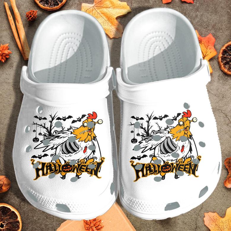 Scary Chicken In Halloween Night Custom Shoes - Happy Halloween Beach Shoes Birthday Gift For Children