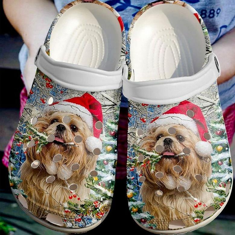 Shih Tzu Christmas Bling Bling 102 Gift For Lover Rubber Clog Shoes Comfy Footwear
