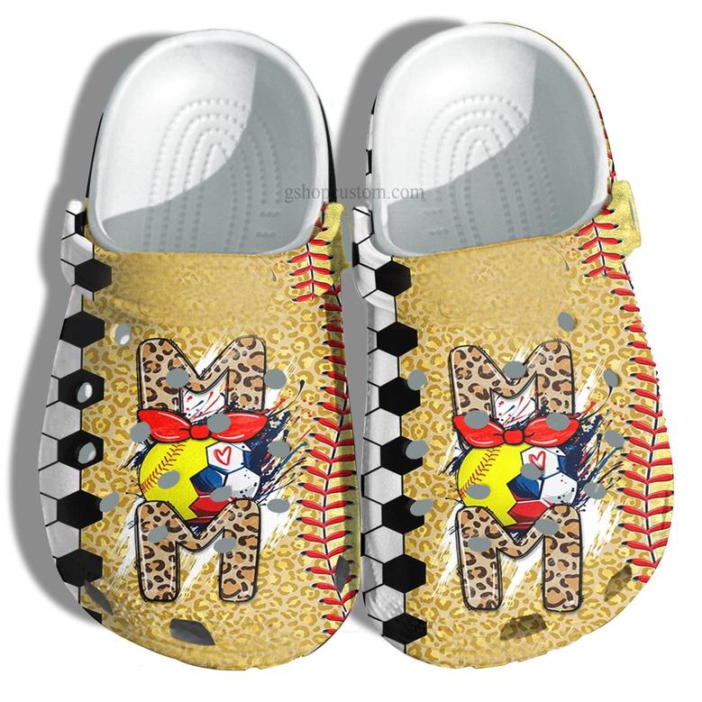 Soccor Mom Twinkle Croc Shoes Leopar Style - Football Mom Leopard Shoes Gift Birthday Mother