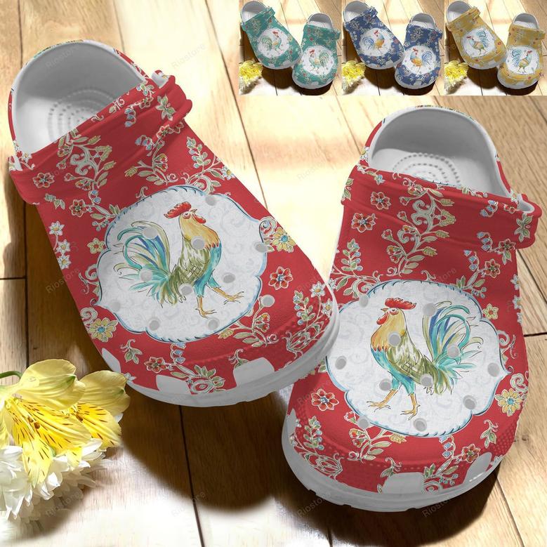 Strong Rooster For Mother Day Chicken Flower Gift For Lover Rubber Clog Shoes Comfy Footwear
