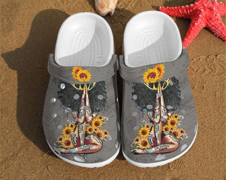 Sunflower Crowned Girl Yoga Gift For Fan Classic Water Rubber Clog Shoes Comfy Footwear