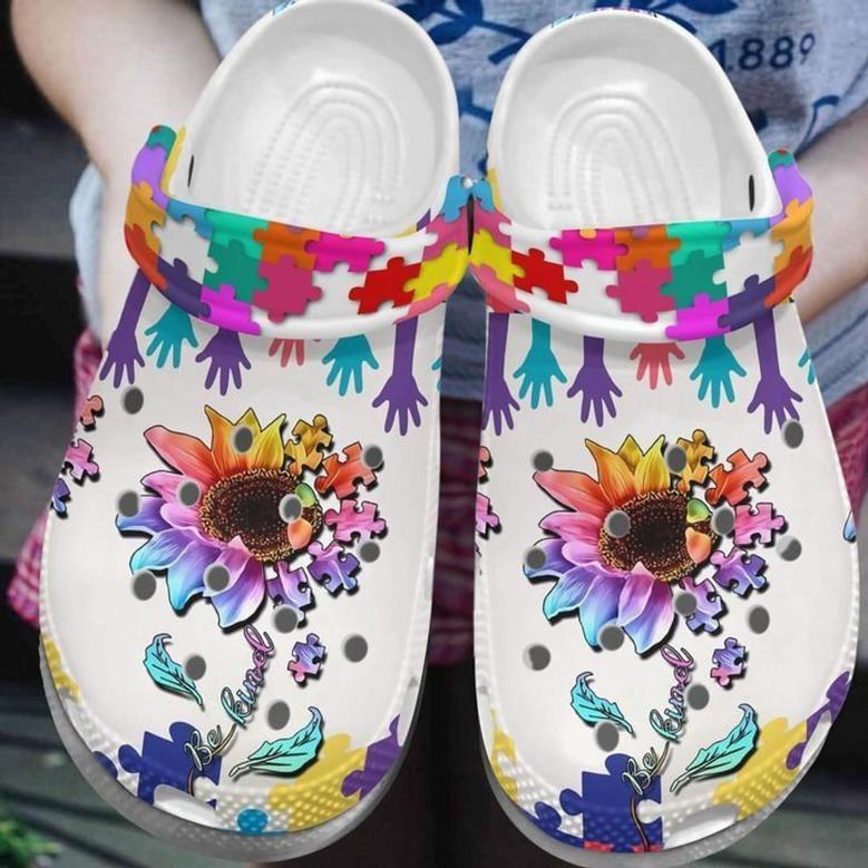 Sunflower Puzzle Shoes - Be Kind Autism Awareness Shoes Crocbland Clog Gifts For Man Woman