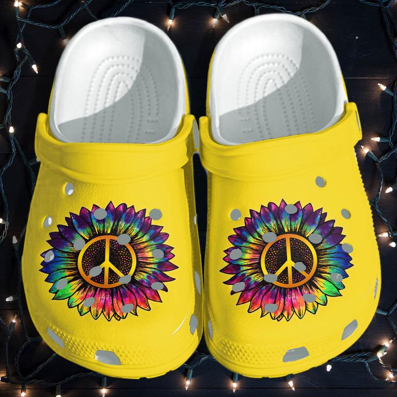 Sunflower Rainbow Hippie Peace Cute Custom Shoes - Hippie Be Kind Shoes For Daughter Women Girls