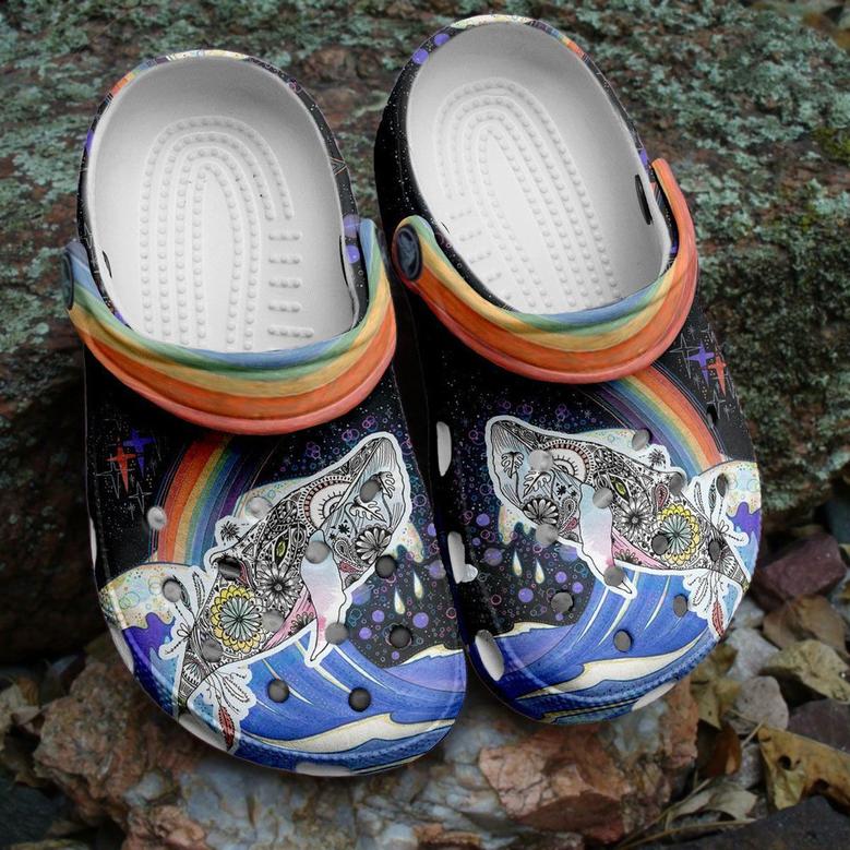 Whale Flower Art Rainbow Gift For Lover Rubber Clog Shoes Comfy Footwear