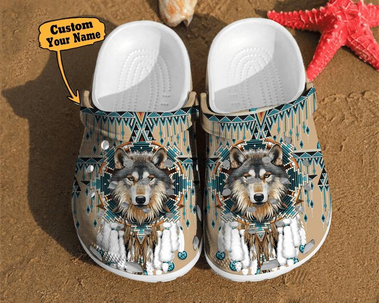 Wolf Native American Dreamcatcher Gift For Lovers Style Clog Shoes Wolf