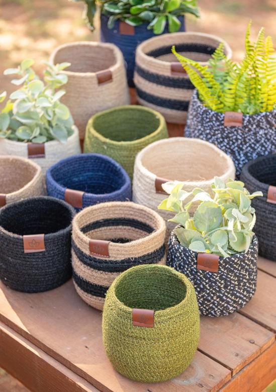 Set of 2 Dark Olive Woven Jute Planter Pot for Rustic and Farmhouse Decor