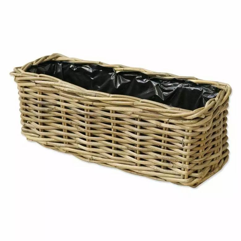 Wicker Planter Boxes – Rattan Rectangular Window Box for Balcony Gardening, Lined Flower and Plant Pot