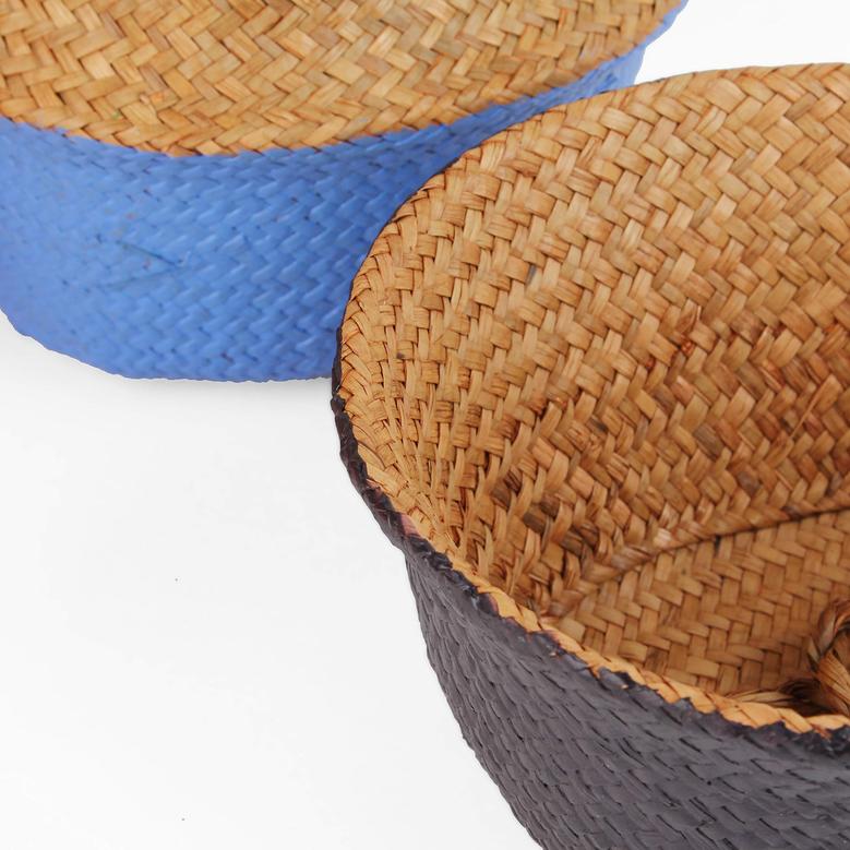 Woven Sedge Wicker Planters Belly Basket for Storage, Laundry, Picnic, Plant Pot Cover, and Grocery and Toy Storage