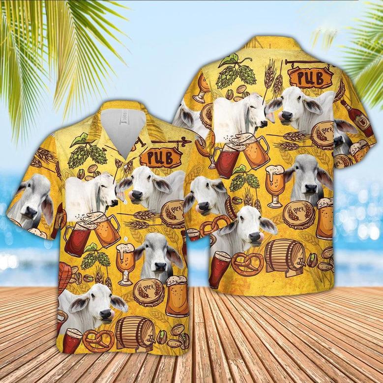 Brahman Drink Beer Pattern Hawaiian Shirt, Farm Hawaiian Shirt, Farmer Hawaii