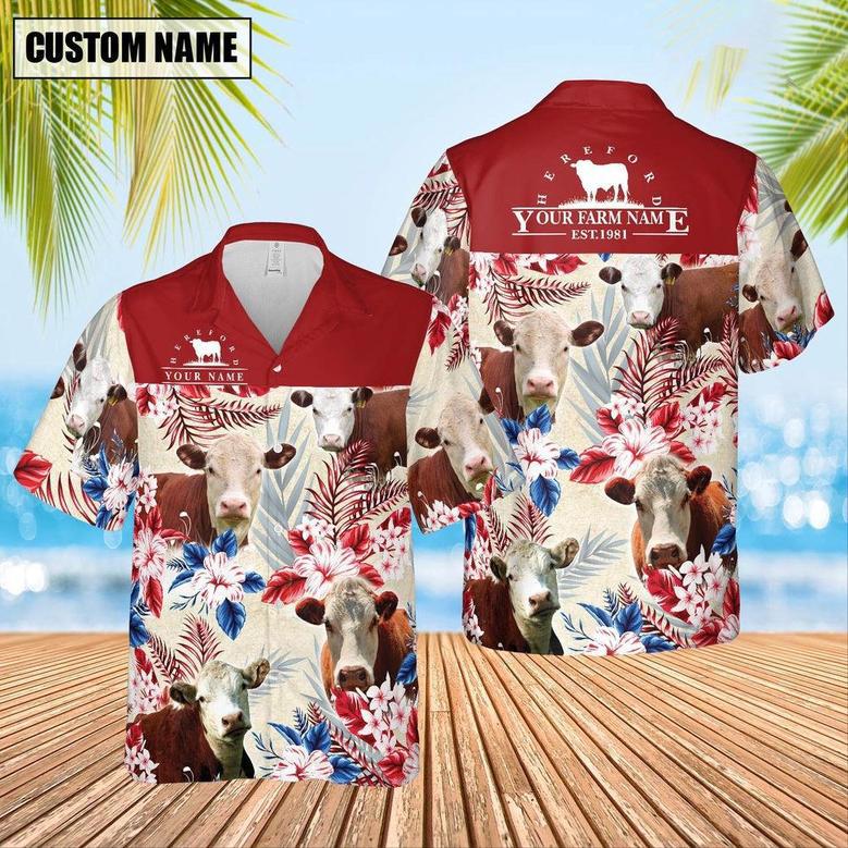 Cattle Custom Name And Farm Name Hawaiian Shirts, Farm Hawaiian Shirt, Farmer Hawaii