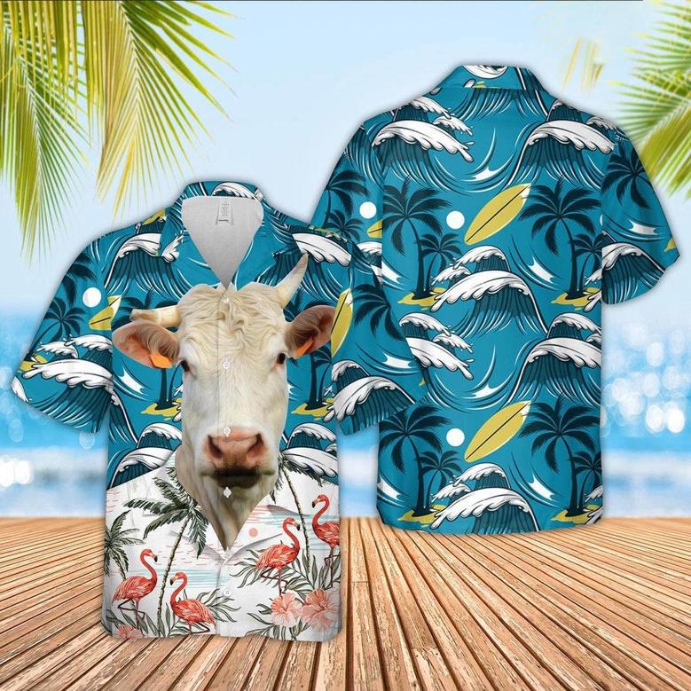 Charolais Funny Hawaiian Shirt, Farm Hawaiian Shirt, Farmer Hawaii