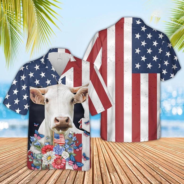 Charolais Of July Hawaiian Shirt, Farm Hawaiian Shirt, Farmer Hawaii