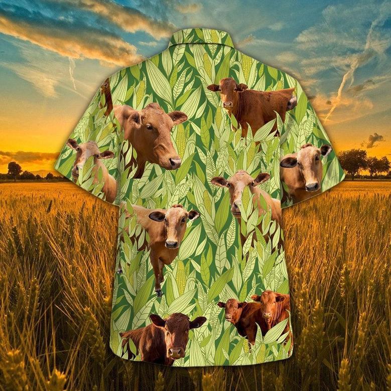 Cow In Green Corn Field All Over Printed Hawaiian Shirt, Farm Hawaiian Shirt, Farmer Hawaii