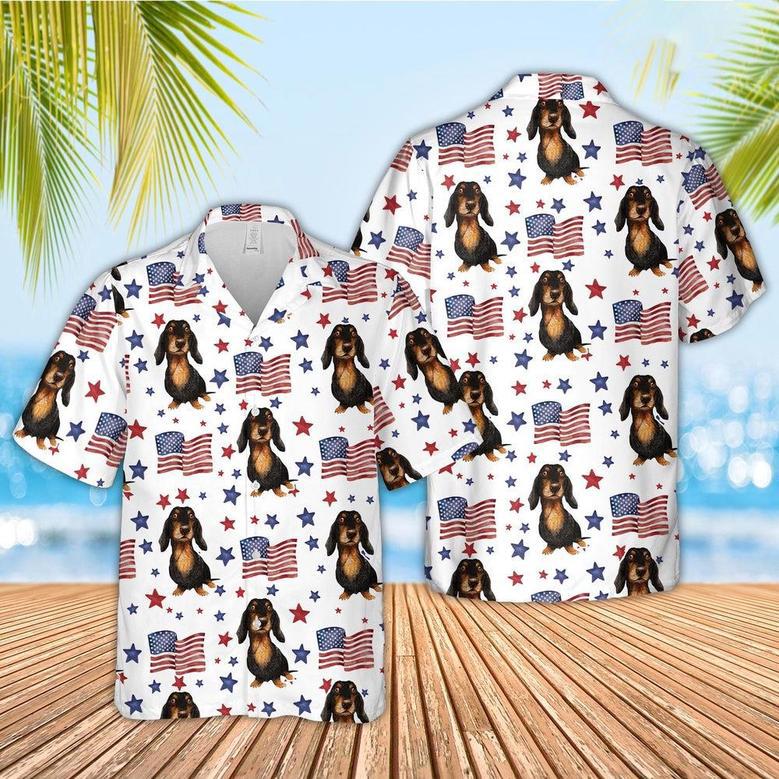 Dachshund American Flag Pattern Hawaiian Shirt, Farm Hawaiian Shirt, Farmer Hawaii