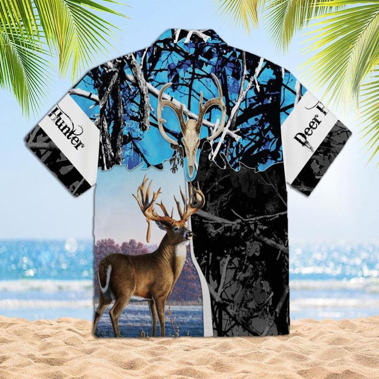 Deer By The Lake Inside Forest Blue All Printed Hawaiian Shirt, Farm Hawaiian Shirt, Farmer Hawaii