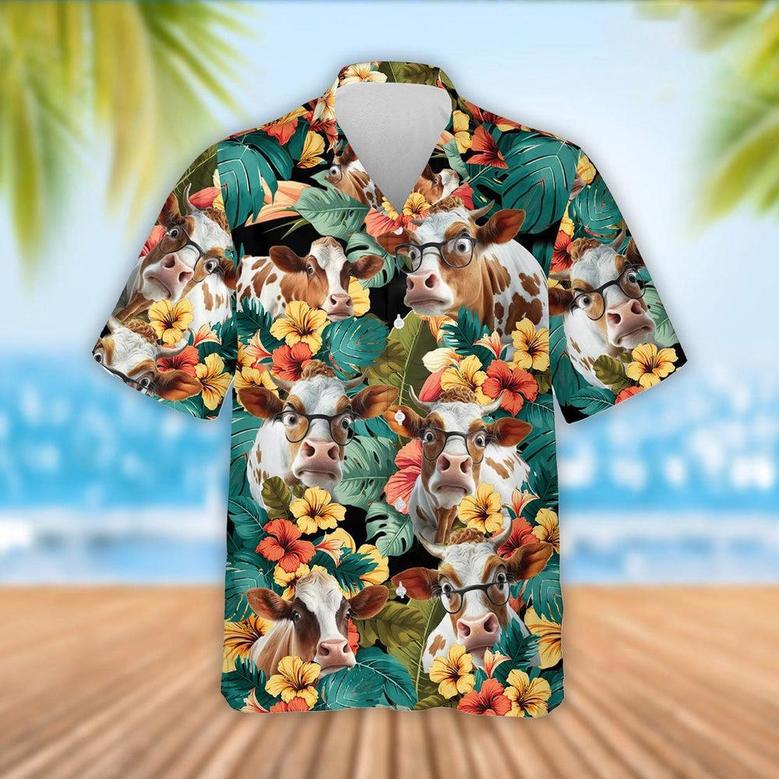 Dexter Cattle Tropical Flowers Hawaiian Shirt, Farm Hawaiian Shirt, Farmer Hawaii