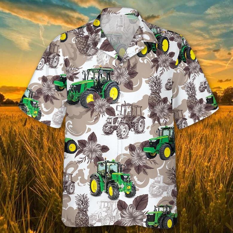 Green Tractor 2 Hawaiian Shirt, Farm Hawaiian Shirt, Farmer Hawaii