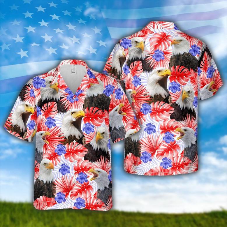 Happy Independence Day Eagles Hawaiian Theme All Printed Hawaiian Shirt, Farm Hawaiian Shirt, Farmer Hawaii