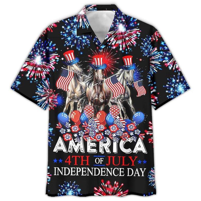 Happy Independence Day Horses Of July Hawaiian Shirt, Farm Hawaiian Shirt, Farmer Hawaii