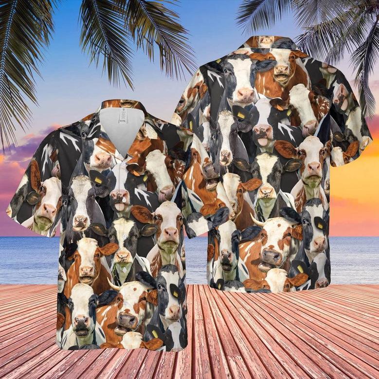 Herd Of Holstein All Over Printed Hawaiian Shirt, Farm Hawaiian Shirt, Farmer Hawaii