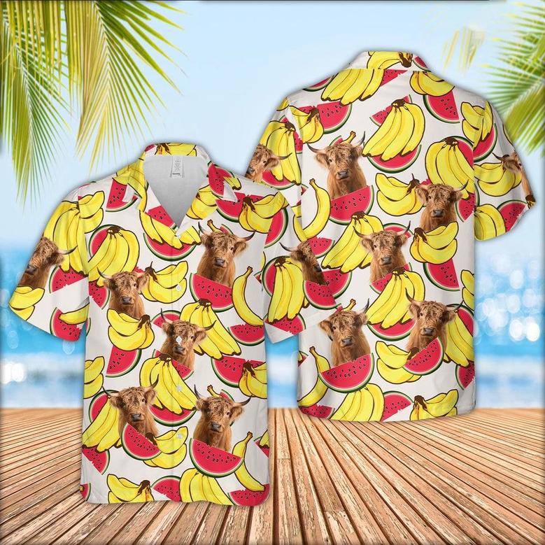 Highland Face Fruit Pattern Hawaiian Shirt, Farm Hawaiian Shirt, Farmer Hawaii