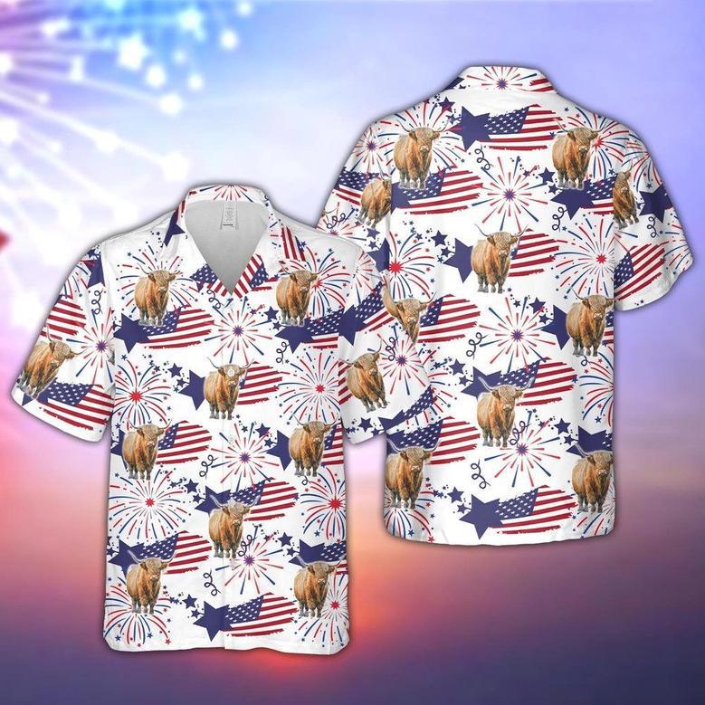 Highland Happy Firework Flag Hawaiian Shirt, Farm Hawaiian Shirt, Farmer Hawaii