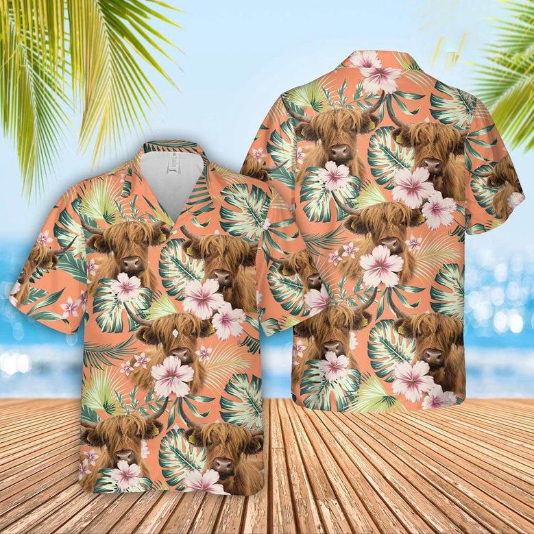 Highland Summer Happiness Floral Farm Hawaiian Shirt, Farm Hawaiian Shirt, Farmer Hawaii