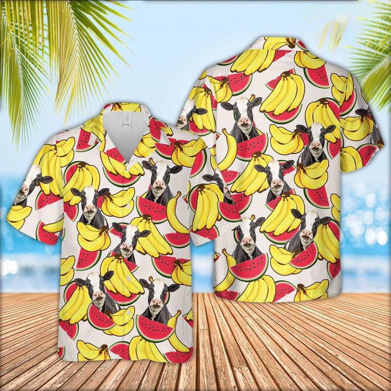 Holstein Face Fruit Pattern Hawaiian Shirt, Farm Hawaiian Shirt, Farmer Hawaii