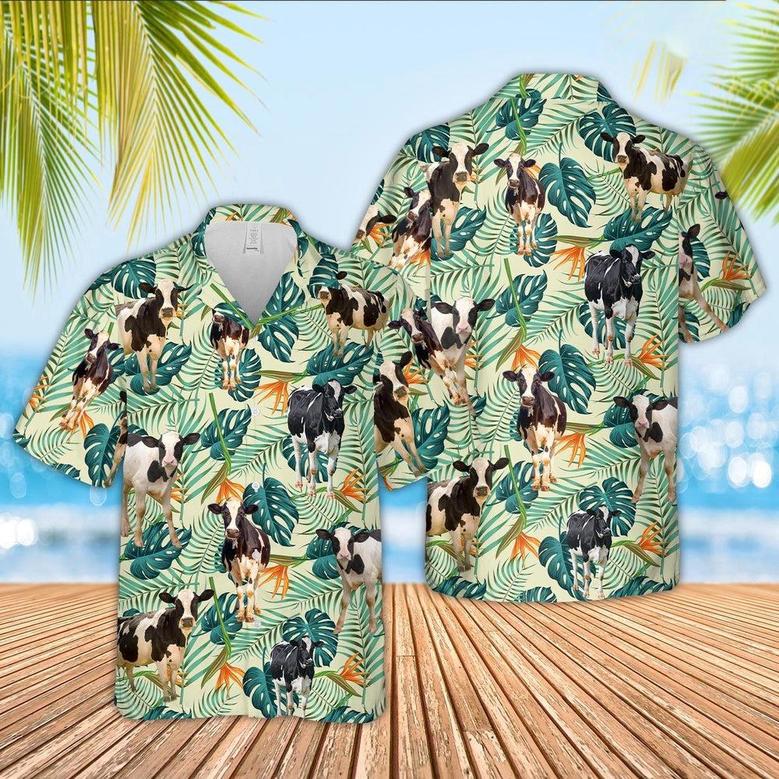 Holstein Green Pattern Hawaiian Shirt, Farm Hawaiian Shirt, Farmer Hawaii