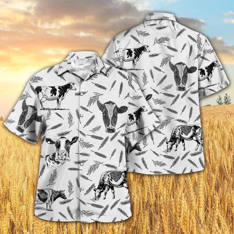 HOLSTEIN PATTERN All Printed Hawaiian Shirt, Farm Hawaiian Shirt, Farmer Hawaii