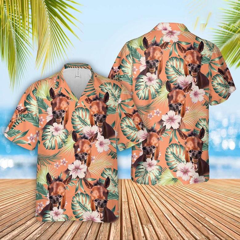 Horse Summer Happiness Floral Farm Hawaiian Shirt, Farm Hawaiian Shirt, Farmer Hawaii