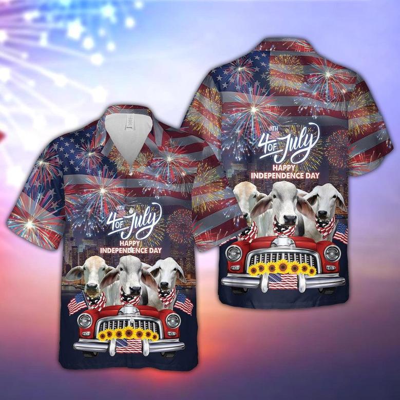 Independence Day Brahman Cattle Hawaiian Shirt, Farm Hawaiian Shirt, Farmer Hawaii